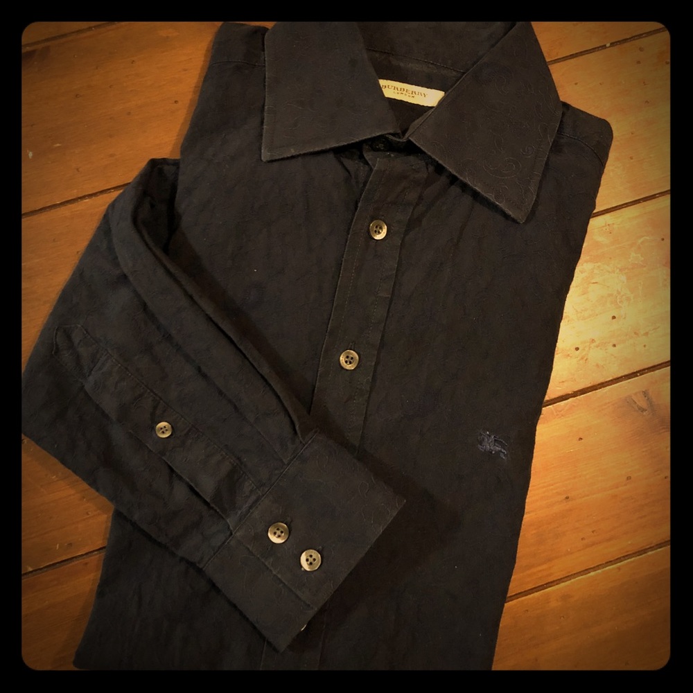 Burberry Dress Shirt - Navy Paisley Damask
